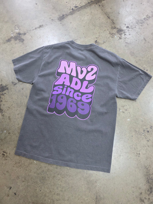 Mv2 stacked since 1969 faded black w purple